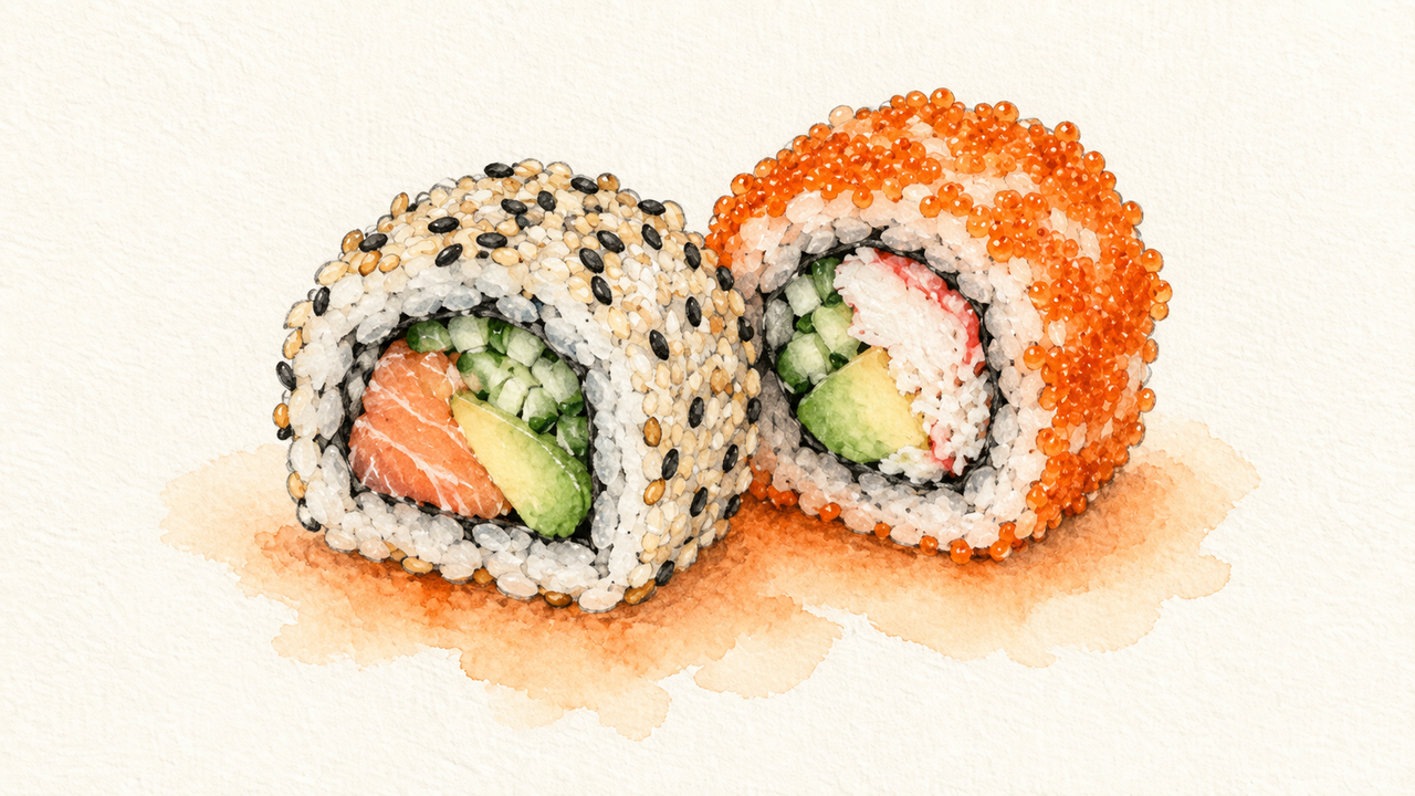 Media Toolkit, illustrated as two uramaki pieces in pencil and watercolor with an orange accent.