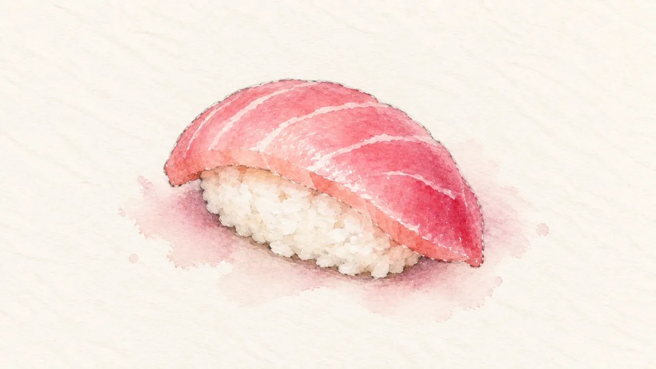 Nigiri family watercolor illustration. Hand-pressed oval of sushi rice with a single topping draped over it.
